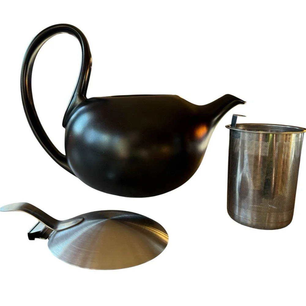 CHANTAL Jasmine Teapot 3 Cup Black Ceramic Stainless Steel Micromesh Infuser